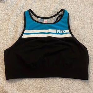Pink Victoria’s Secret high neck sports bra black blue white size medium